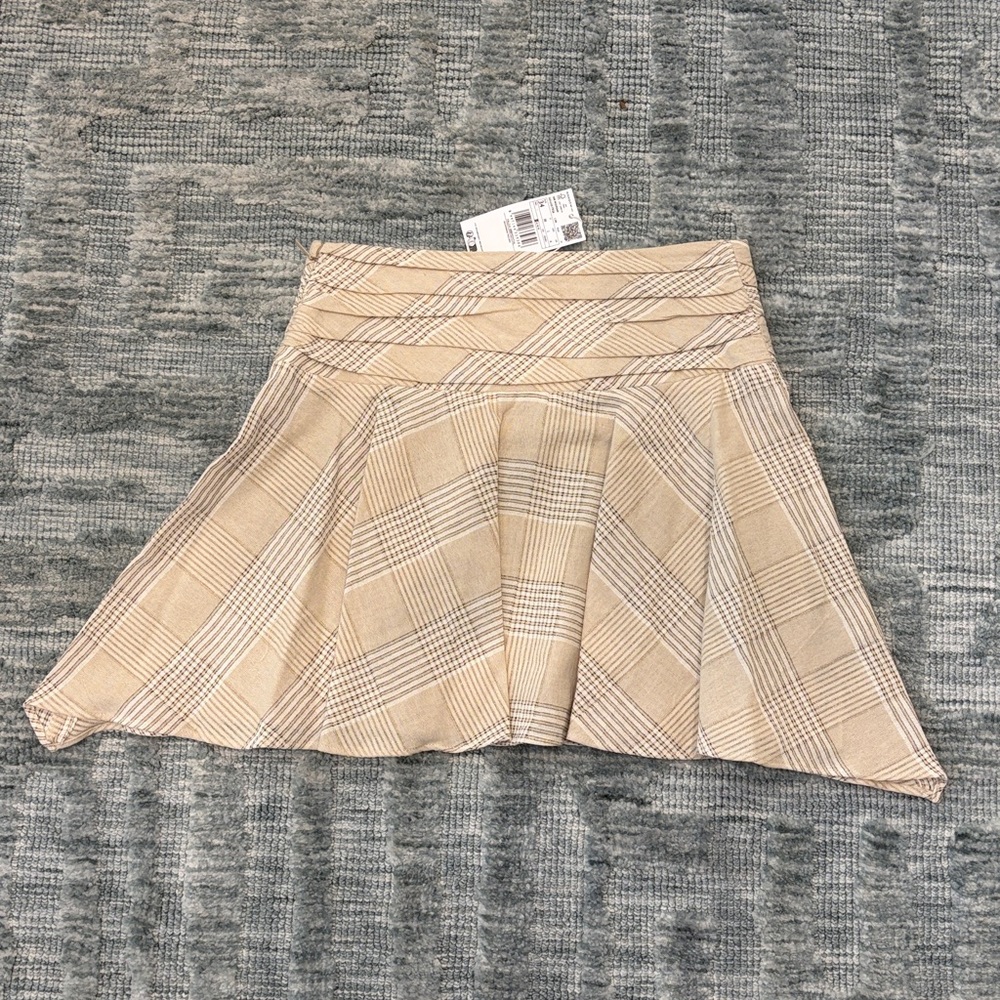 Mango Asymmetrical Plaid Skirt in Cream and Tan - Picture 5 of 6